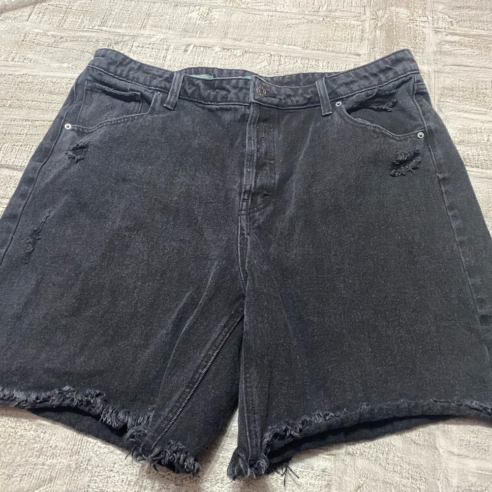Black Distressed Denim Shorts
